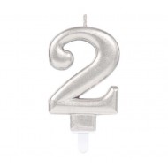 Silver Sparkles Number 2 Age Candle 